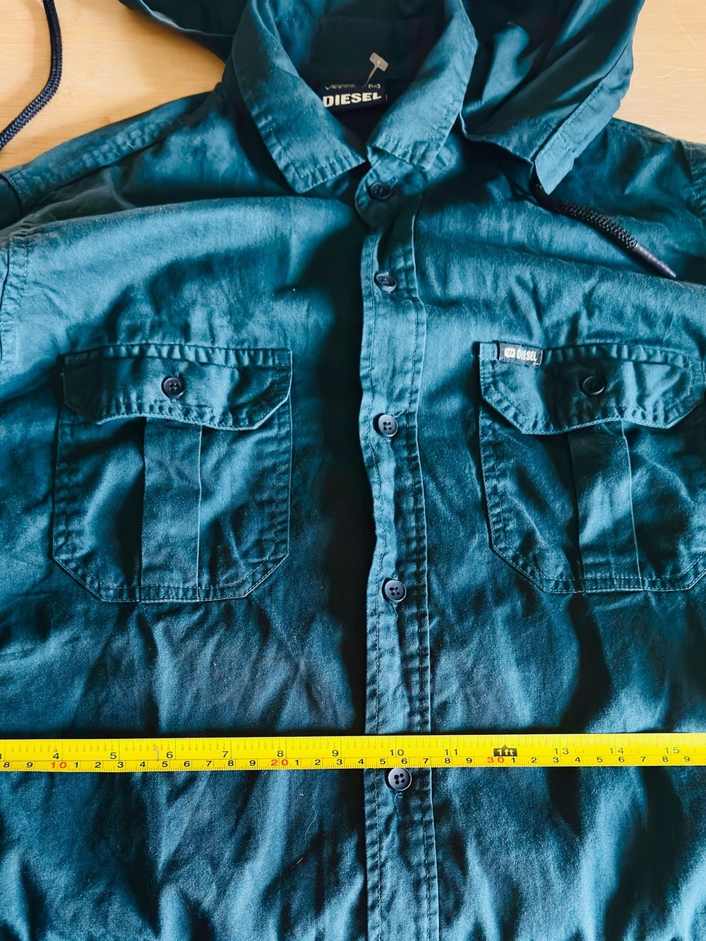 Diesel Blue-Teal Hooded Lightweight Shirt Jacket - Picture 9 of 9